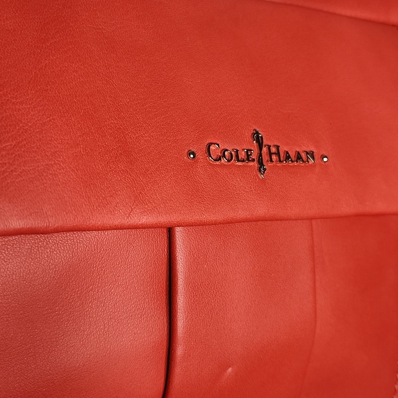 EUC Cole Haan Smooth orange leather tote. Gold hardware.  Preloved sold as is - Picture 3 of 5